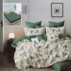 Lenjerie de pat cu elastic din finet, 6 piese, cu design floral în nuanțe de verde și alb