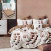 Lenjerie din finet cu elastic, 6 piese, model frunze, culori alb, bej și maro