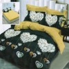 Lenjerie din finet cu elastic, 6 piese, model flori și inimi, culori negru și galben
