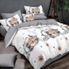 Lenjerie de pat dublu din finet, 6 piese, cu design floral și biciclete, stil parizian, include cearșaf cu elastic