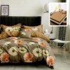 Lenjerie cu elastic din finet, 6 piese, model flori pastel pe fundal maro