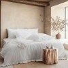 Lenjerie pat dublu cu volane Milagros Dove ecru bumbac 100% ranforce prespalat Bahar Tekstil