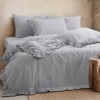 Lenjerie pat dublu cu volane Milagros sky bleu bumbac 100% ranforce prespalat Bahar Tekstil