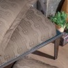 Lenjerie de lux pat dublu jacquard satin 6 piese First Choice Norel Maro deschis Wicker cu model geometric circular in relief