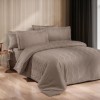 Lenjerie de lux pat dublu jacquard satin 6 piese First Choice Norel Maro deschis Wicker cu model geometric circular in relief