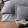 Lenjerie de lux pat dublu jacquard satin 6 piese First Choice Sofya Gri Baroc cu model ornamental in relief