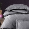 Lenjerie de lux pat dublu jacquard satin 6 piese First Choice Sofya Gri Baroc cu model ornamental in relief