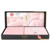 Lenjerie de pat 1 persoana bumbac 100% satinat Elegant roz pudra, moale si fina
