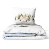 lenjerie craciun snowy 3d 1 persoana bumbac 100 ranforce cu brazi si casute