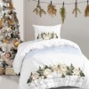 lenjerie craciun snowy 3d 1 persoana bumbac 100 ranforce cu brazi si casute