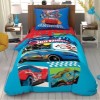 Lenjerie de pat Disney Hot Wheels Challenge, cu mașini Hot Wheels, design albastru și roșu, 3 piese, bumbac