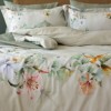 Lenjerie de pat 3D First Choice Loretto bumbac satinat 220 TC cu flori pastelate si pasari exotice pe fond crem
