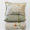 Lenjerie de pat 3D First Choice Loretto bumbac satinat 220 TC cu flori pastelate si pasari exotice pe fond crem