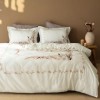 Lenjerie de pat 3D First Choice Rilbon bumbac satinat 220 TC cu flori de camp si spice pe fond crem