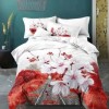 Lenjerii de pat 1+1 gratis cu imprimeu floral 3D roșu-alb, set de 4 piese