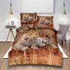 Lenjerii de pat 1+1 gratis cu imprimeu 3D panteră în habitat natural, set de 4 piese
