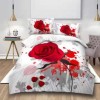 Lenjerii de pat 1+1 gratis cu imprimeu 3D trandafir roșu și stropi de vopsea, set de 4 piese