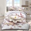 Lenjerii de pat 1+1 gratis cu imprimeu 3D floare albă și perle decorative, set de 4 piese
