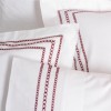 Lenjerie de pat alba cu broderie rosie Cotton Box Helya din bumbac 100%