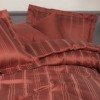 Lenjerie pat dublu din bambus și bumbac, Cotton Box Stripe Cărămiziu, cu dungi elegante și textură fină lucioasă