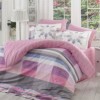 Lenjerie de pat Alanza Lilac, design în dungi roz și mov, set 4 piese
