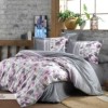 Lenjerie de pat poplin cu model geometric și lila, din bumbac 100%, set de 4 piese