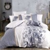 Lenjerie de pat Arianna Blue, design floral albastru și alb, set 4 piese