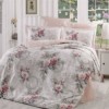 Lenjerie de pat Clementina Dusty Rose, model cu trandafiri roz și alb, set 4 piese