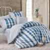 Lenjerie de pat Debora Blue cu dungi albastre și albe, 100% bumbac poplin, design elegant, 4 piese.