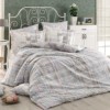 Lenjerie de pat Elenora Grey, design carouri gri și alb, set 4 piese
