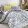 Lenjerie de pat Elisa Yellow cu design abstract în gri și alb, 100% bumbac poplin, 4 piese.