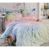 Lenjerie de pat Fiesta Aqua, design colorat albastru, roz și verde, set 4 piese