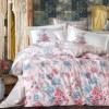 Lenjerie de pat Poplin Percale Florentina Grey, bumbac 100%, cu trandafiri roșii și gri pe fundal alb, cearșaf pilotă, cearșaf pat, fețe de pernă, ambalaj elegant tip cadou