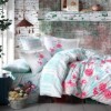 Lenjerie de pat Florentina Mint, model cu flori romantice, set 4 piese
