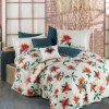 Lenjerie de pat Poplin Percale Frida Kahlo Spring, bumbac 100%, cu flori portocalii și verzi, cearșaf pilotă, cearșaf pat, fețe de pernă, ambalaj elegant tip cadou