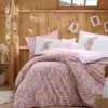 Lenjerie de pat Giulia Pink, design floral roz, crem și portocaliu, set 4 piese