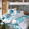 Lenjerie de pat poplin July Blue, design copaci albastri, set 4 piese