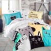 Lenjerie de pat bumbac 100% poplin, Hobby Home, Love Cats - Yellow