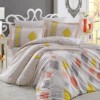 Lenjerie de pat Hobby Home Rhapsody Cream cu romburi galbene, portocalii și gri pe fundal crem, set 4 piese din bumbac mercerizat