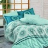 Lenjerie de pat din bumbac mercerizat Hobby Home Silvana Blue, model geometric albastru și turcoaz, set 4 piese