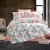 Lenjerie de pat dublu bumbac 100% ranforce Bahar Home Alfonso alb-roz-verde cu design floral