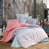 Lenjerie de pat Bahar Textile din bumbac 100% ranforce, set de 4 piese, cu design modern în carouri și degradeuri roz și albastre