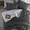 Lenjerie pat bumbac ranforce, gri deschis si gri inchis, Bahar Home Berlin Gri.