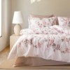 Lenjerie de pat bumbac 100% ranforce Bahar Home Betula bumbac ranforce cu bujori roz pe fundal alb
