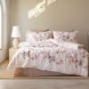 Lenjerie de pat bumbac 100% ranforce Bahar Home Betula bumbac ranforce cu bujori roz pe fundal alb
