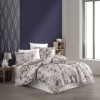 Lenjerie de pat din bumbac 100% ranforce floral lila-gri din colecția Bahar Home