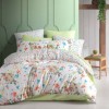Lenjerie de pat dublu cu design floral vibrant și buline colorate, bumbac 100% ranforce