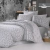Lenjerie de pat Bahar Textile din bumbac ranforce cu design floral și geometric în nuanțe de gri