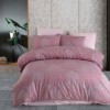 Lenjerie de pat din bumbac 100% ranforce model Luna Pink cu design floral în nuanțe de roz și gri