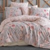 Lenjerie de pat Bahar Home Maison gri cu trandafiri roz din bumbac 100% ranforce 145 TC
